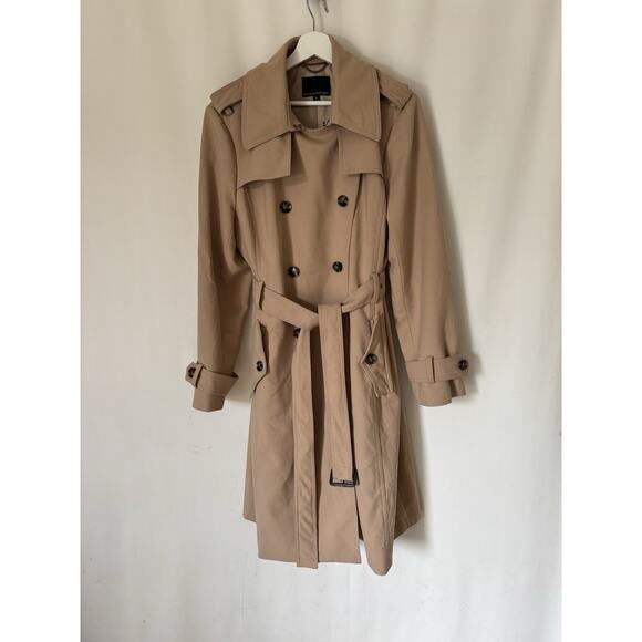Banana Republic Classic Trench Coat XL Womens Heavy Buttons Belt Pockets Wool - Picture 1 of 15